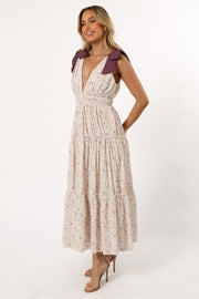 Petal and Pup USA DRESSES Adeline Maxi Dress - Ivory/Purple