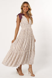 Petal and Pup USA DRESSES Adeline Maxi Dress - Ivory/Purple