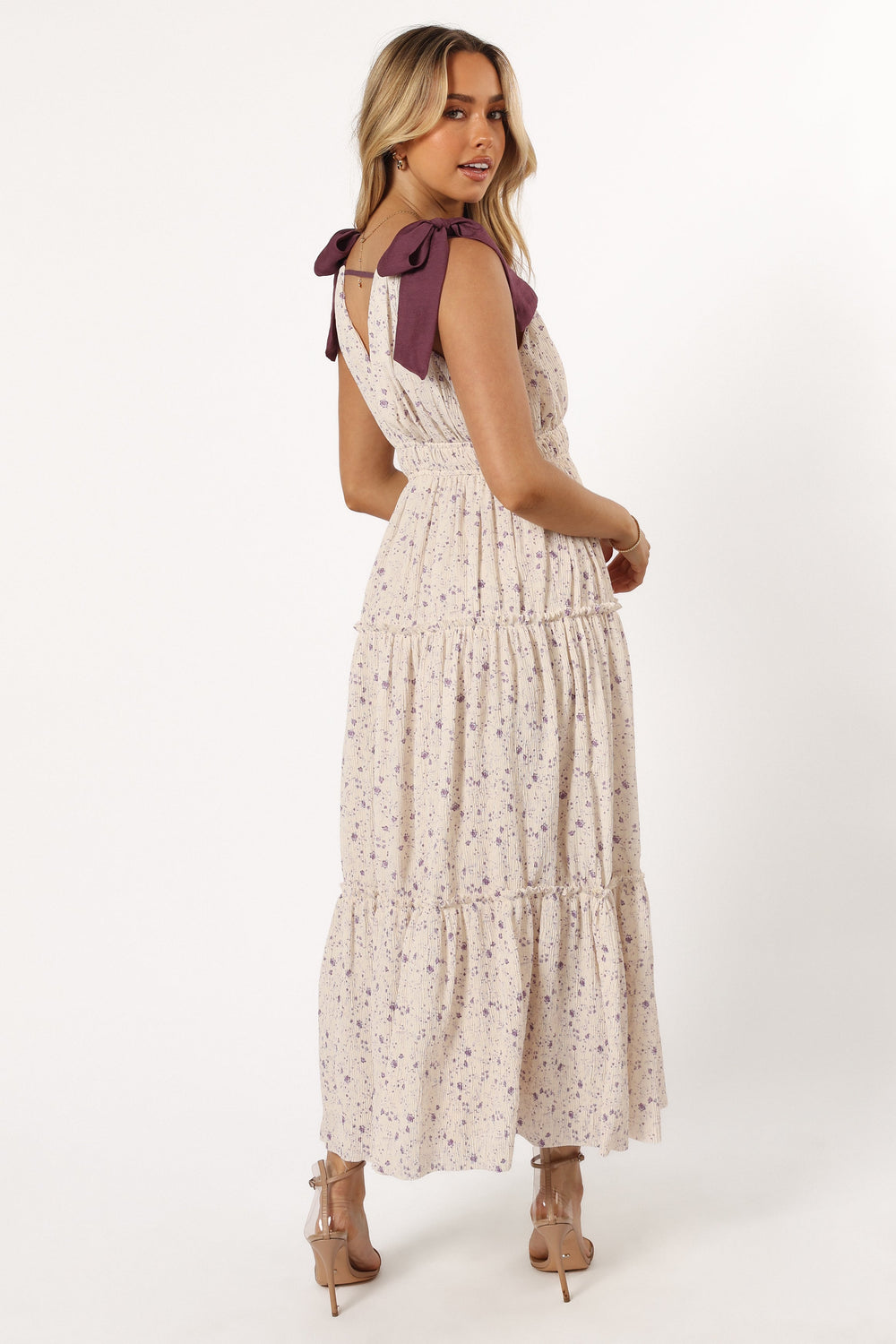 Petal and Pup USA DRESSES Adeline Maxi Dress - Ivory/Purple