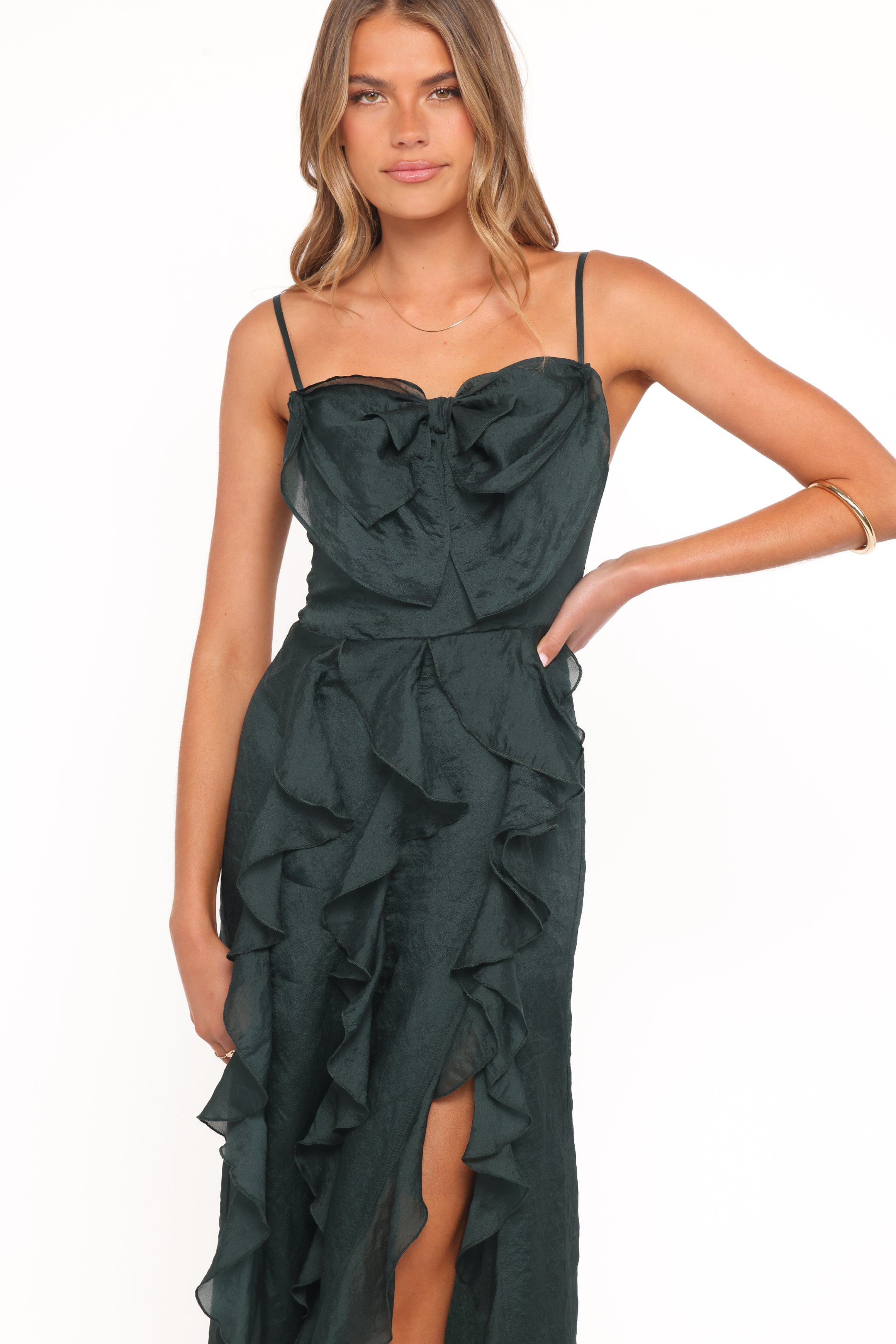 Petal and Pup USA DRESSES Adelyn Midi Dress - Emerald