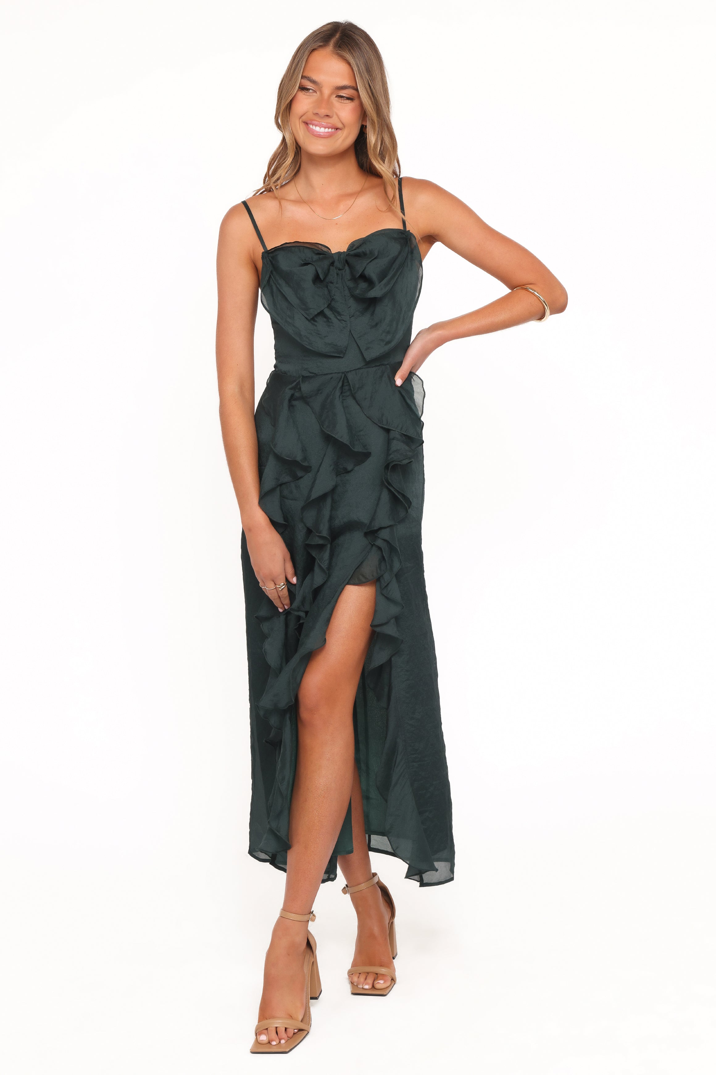 Petal and Pup USA DRESSES Adelyn Midi Dress - Emerald
