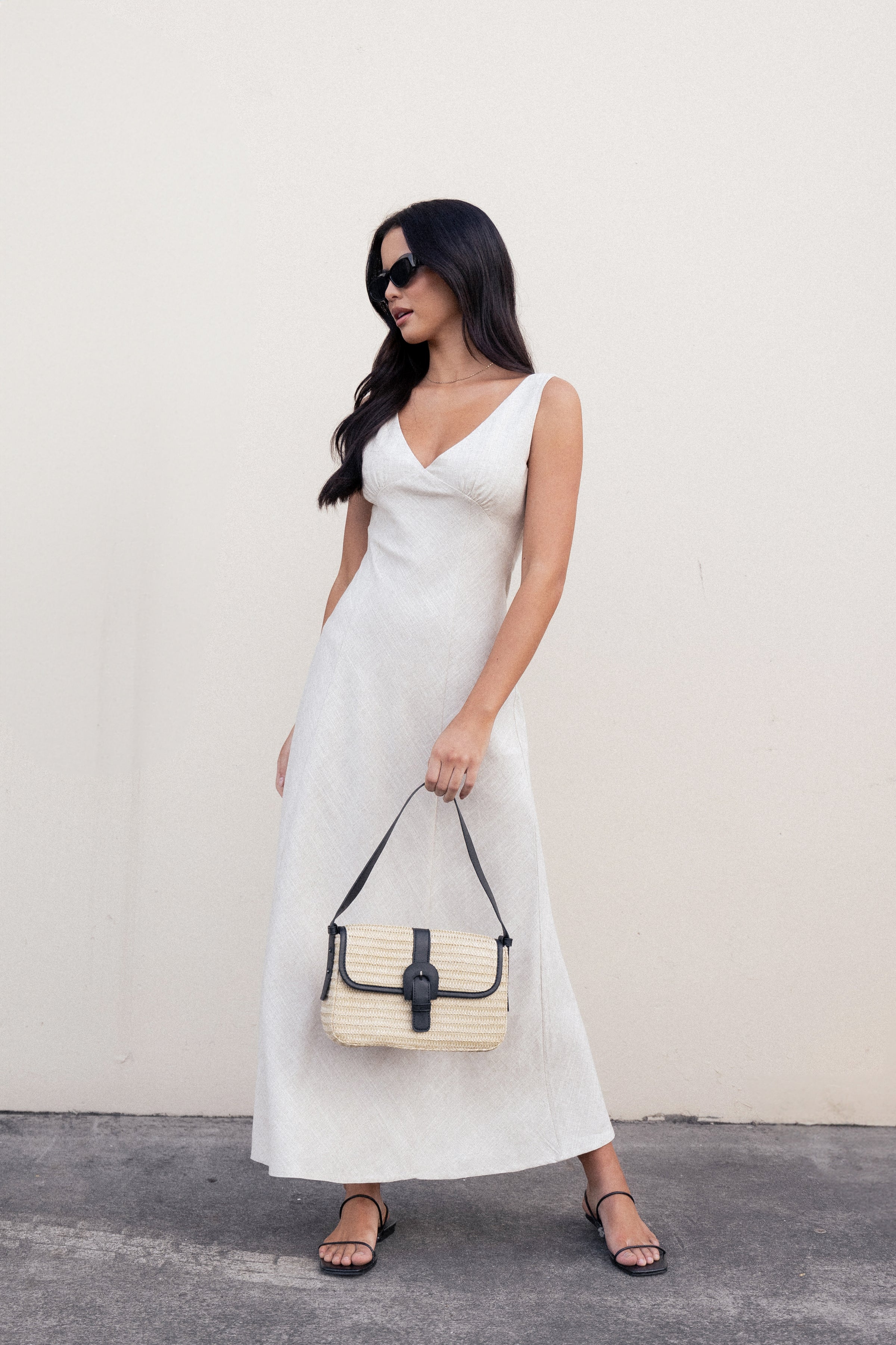 Petal and Pup USA DRESSES Adren Midi Dress - Oatmeal