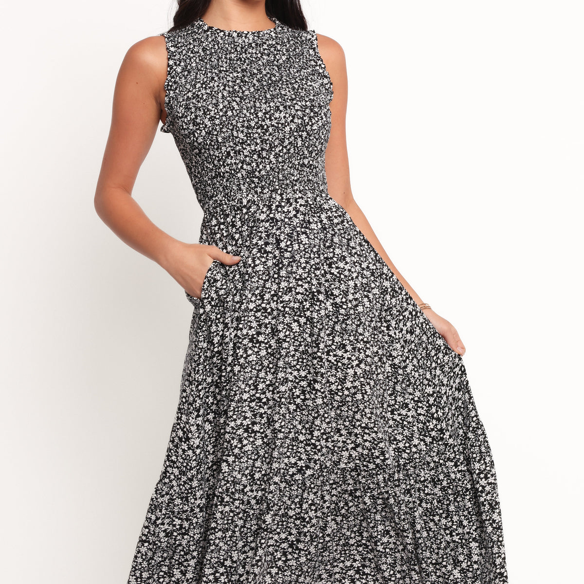 Agatha Midi Dress - Black Floral