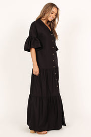 Petal and Pup USA DRESSES Aimee Button Front Maxi Dress - Black