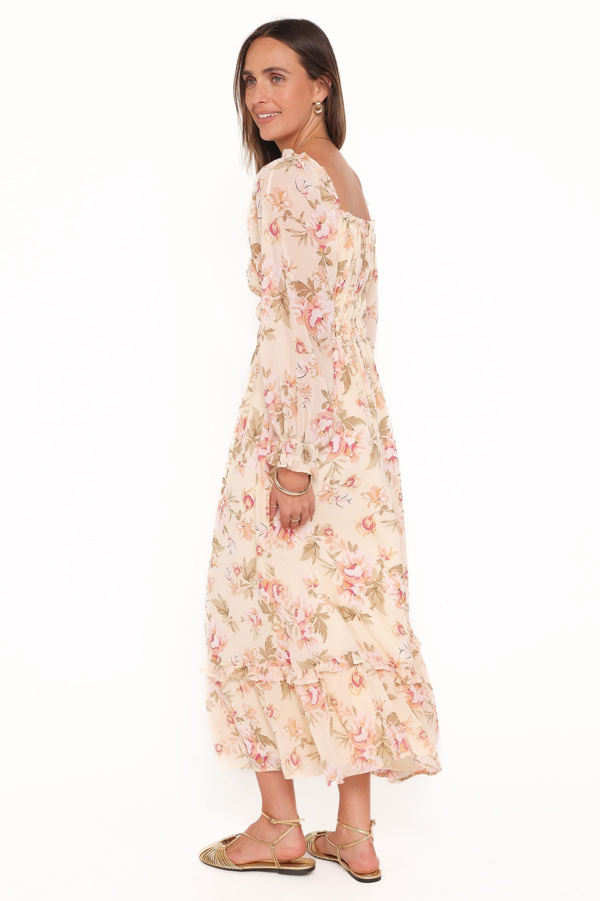 Petal and Pup USA DRESSES Aine Midi Dress - Cream Floral