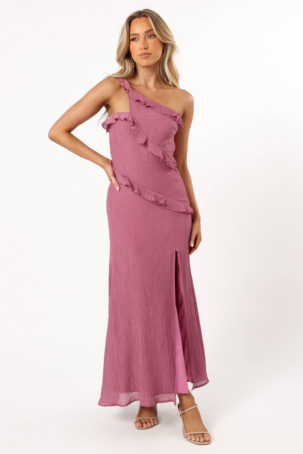 Petal and Pup USA DRESSES Ainslee One Shoulder Maxi Dress - Pink