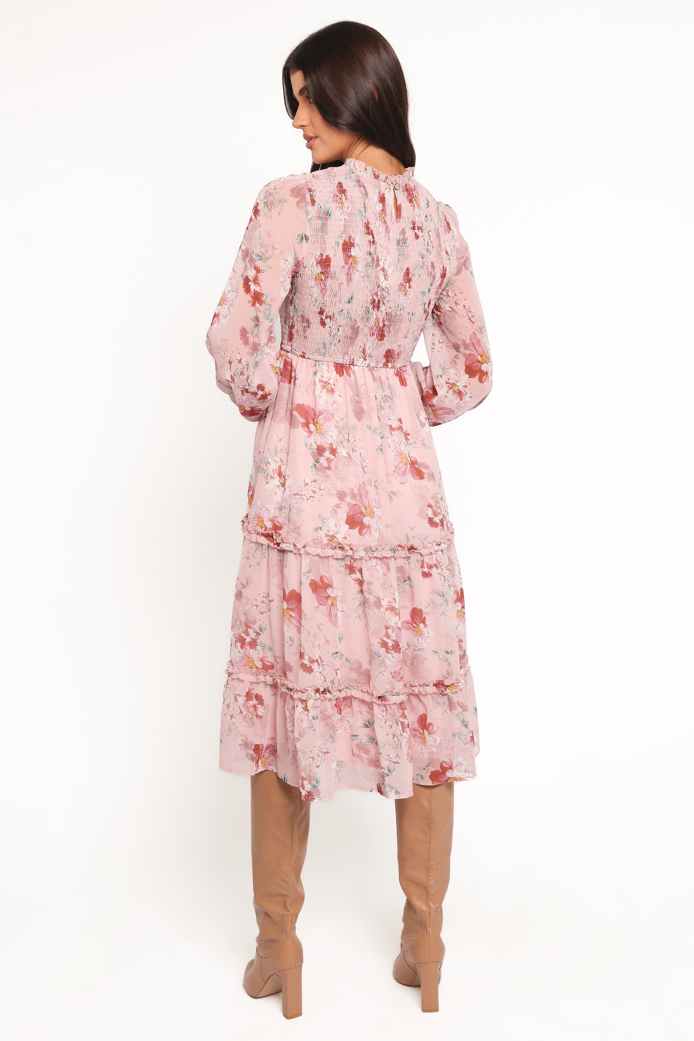 Petal and Pup USA DRESSES Alamea Long Sleeve Midi Dress - Pink Floral
