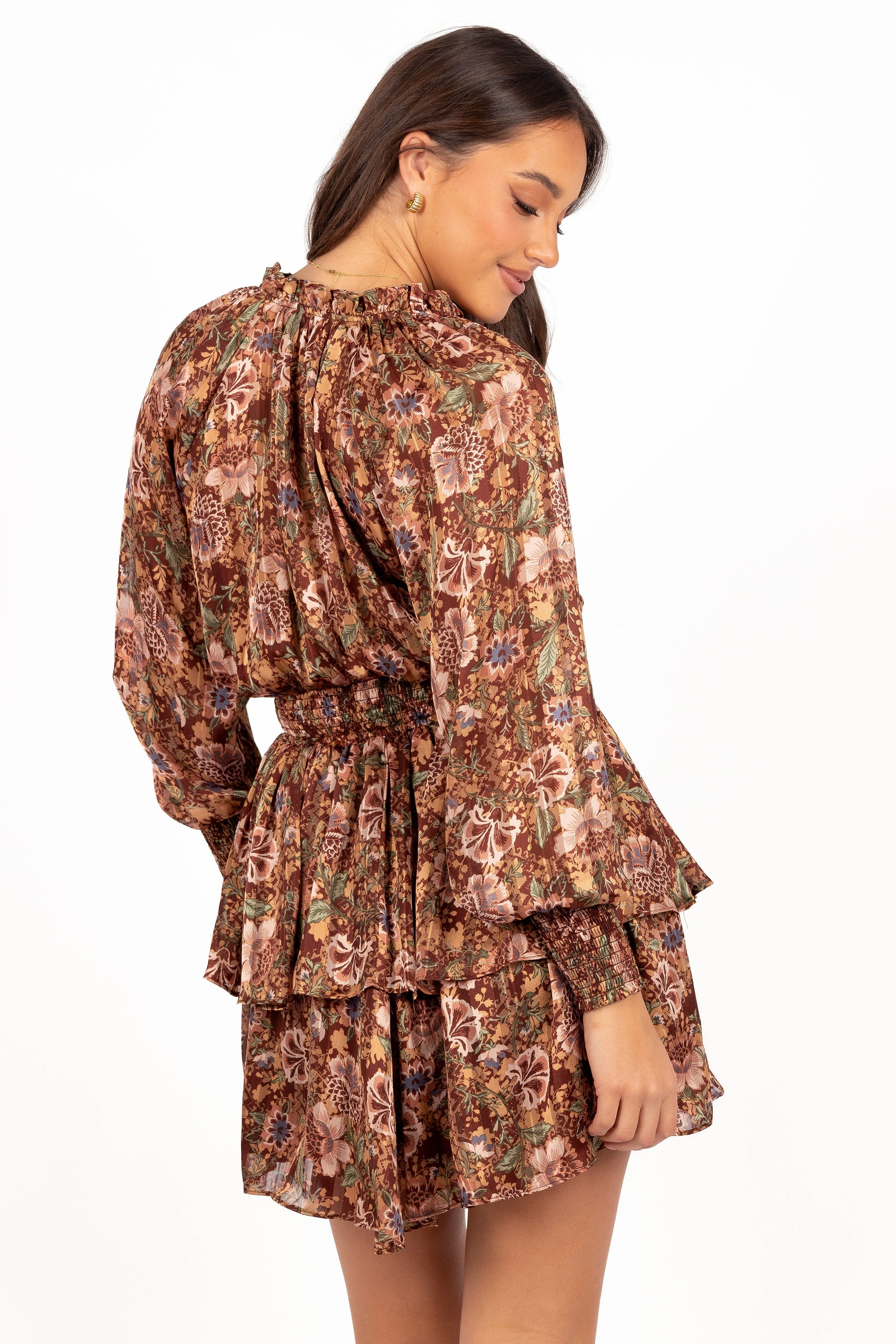 Petal and Pup USA DRESSES Alby Long Sleeve Mini Dress - Chocolate Brown