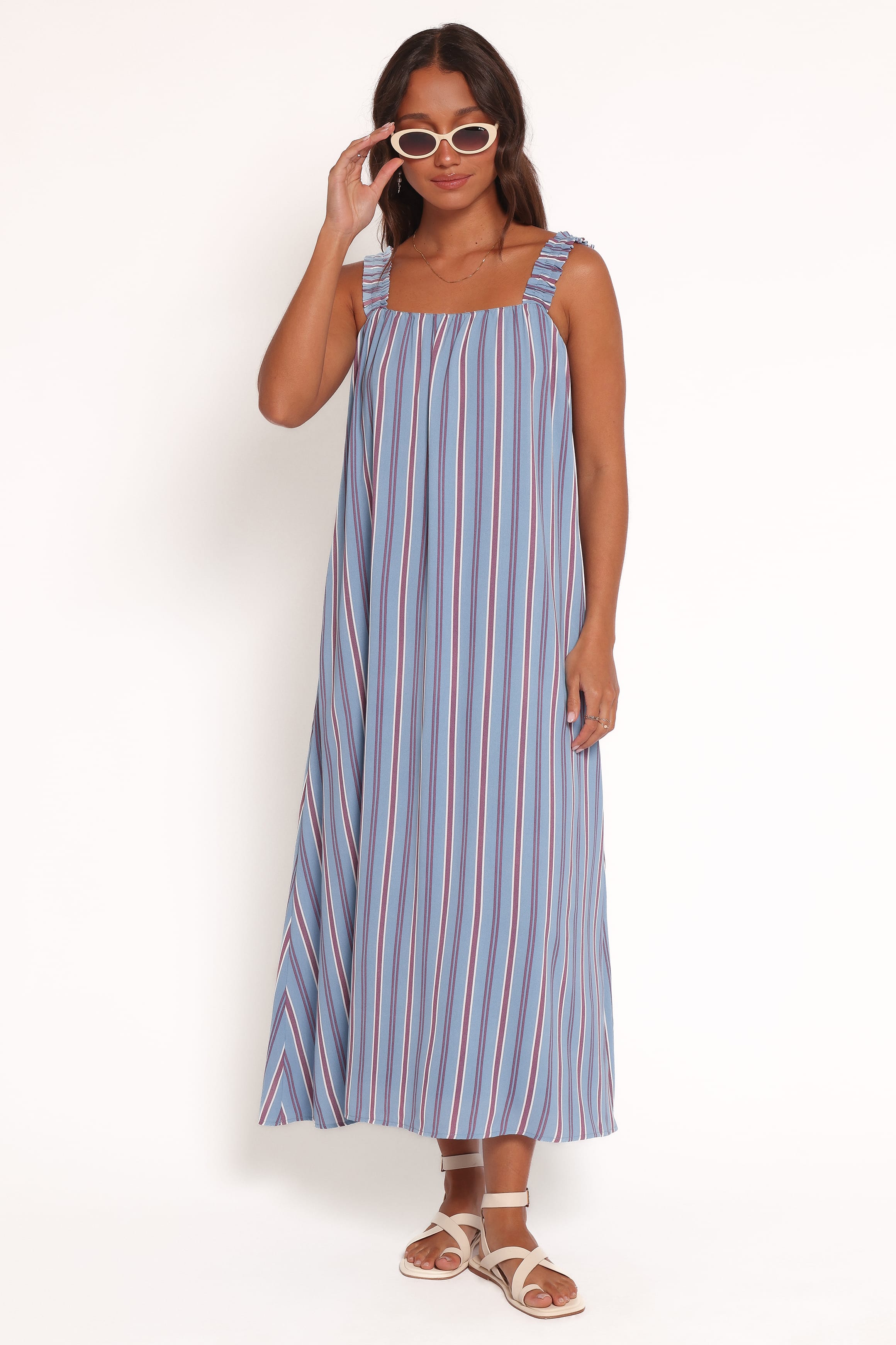 Petal and Pup USA DRESSES Alessandra Maxi Dress - Blue Stripe (Hold for Amazon)