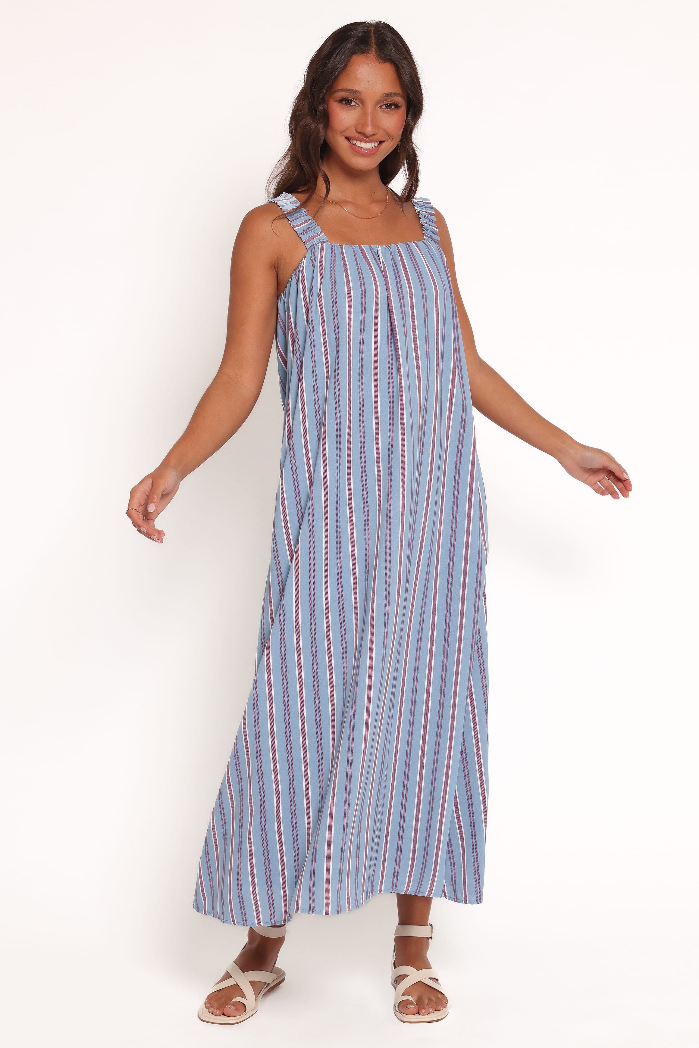 Petal and Pup USA DRESSES Alessandra Maxi Dress - Blue Stripe (Hold for Amazon)