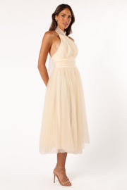 Petal and Pup USA DRESSES Aletta Halterneck Midi Dress - Cream