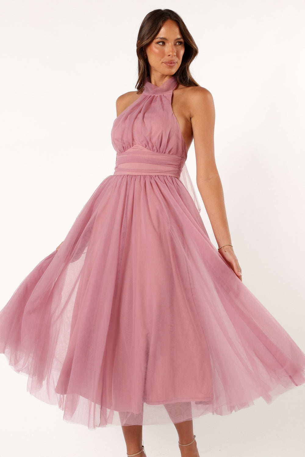 Aletta Halterneck Midi Dress - Pink