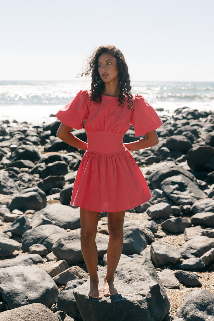 Alfie Mini Dress - Coral Red - Petal & Pup USA