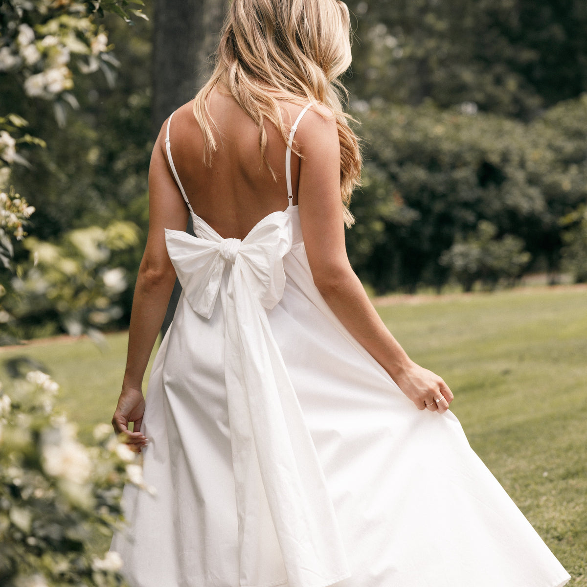 Alice Bow Back Midi Dress White