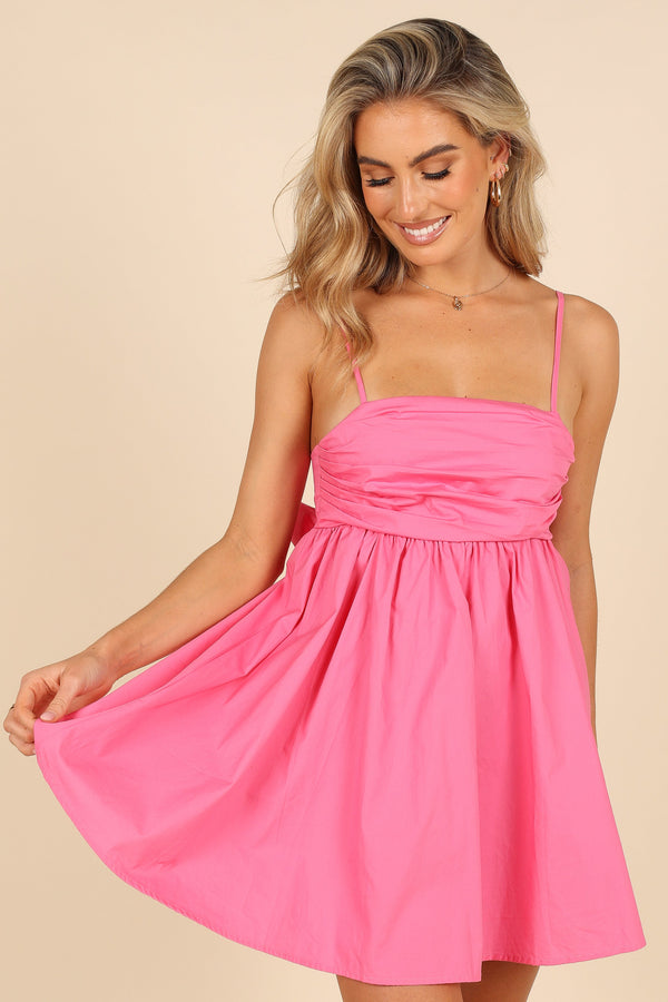 Petal and Pup USA DRESSES Alice Bow Back Mini Dress - Hot Pink