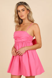 Petal and Pup USA DRESSES Alice Bow Back Mini Dress - Hot Pink
