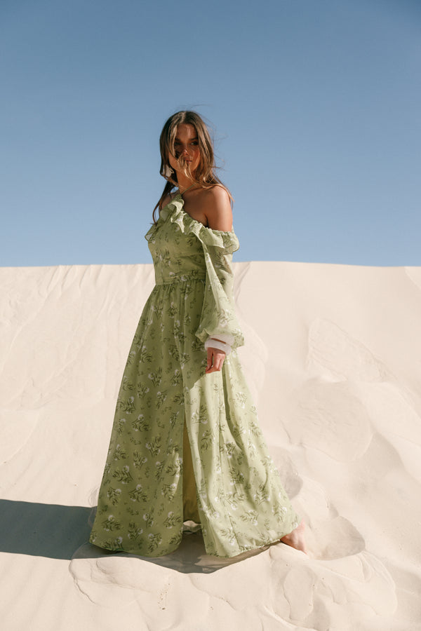 Petal and Pup USA DRESSES Alina Maxi Dress - Sage Botanica