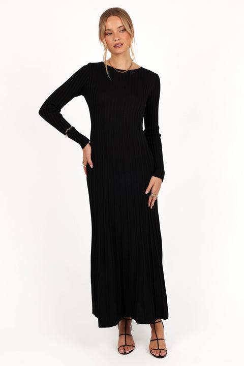 chinese dress ladies Long Sleeve Embellished Backless Maxi Dress in Black - 12