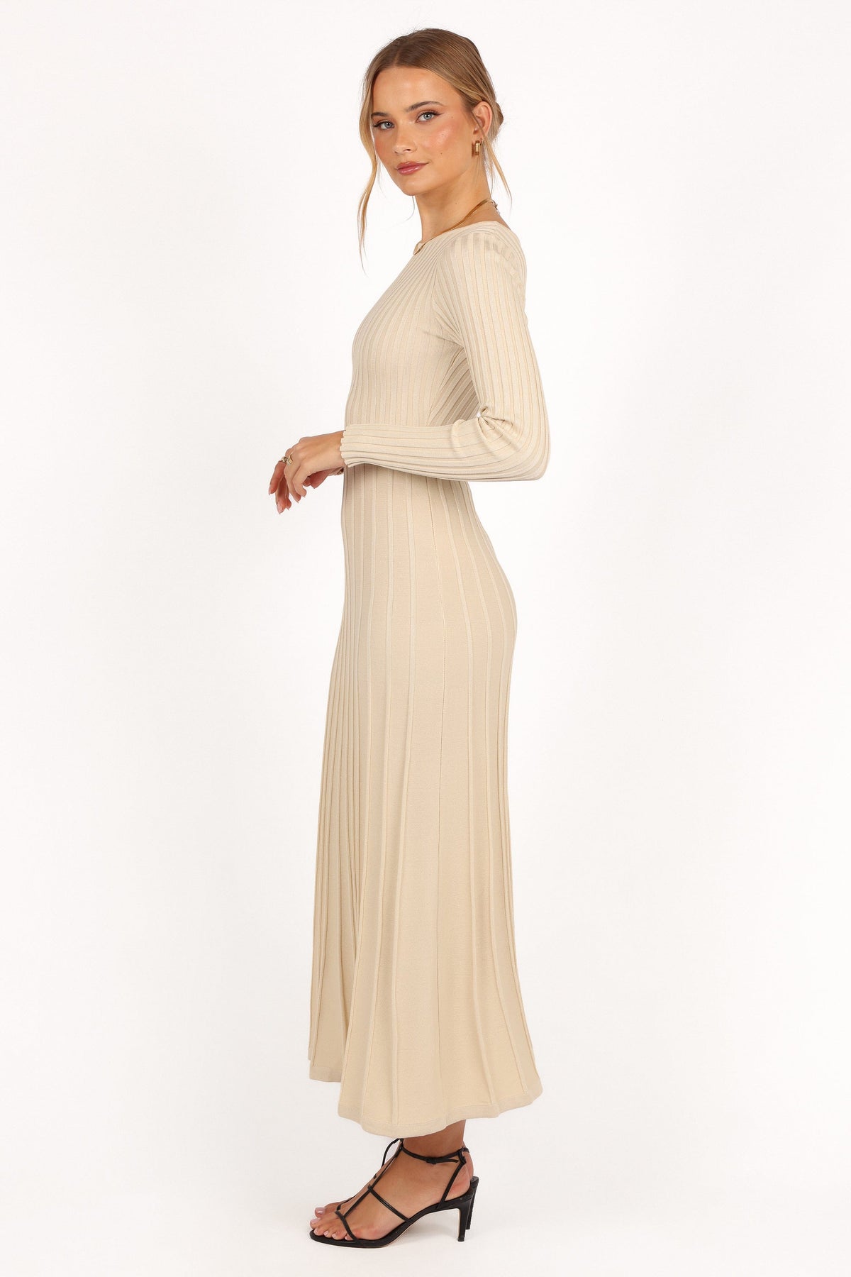cream long dress Petal and Pup Alison Long Sleeve Maxi Dress