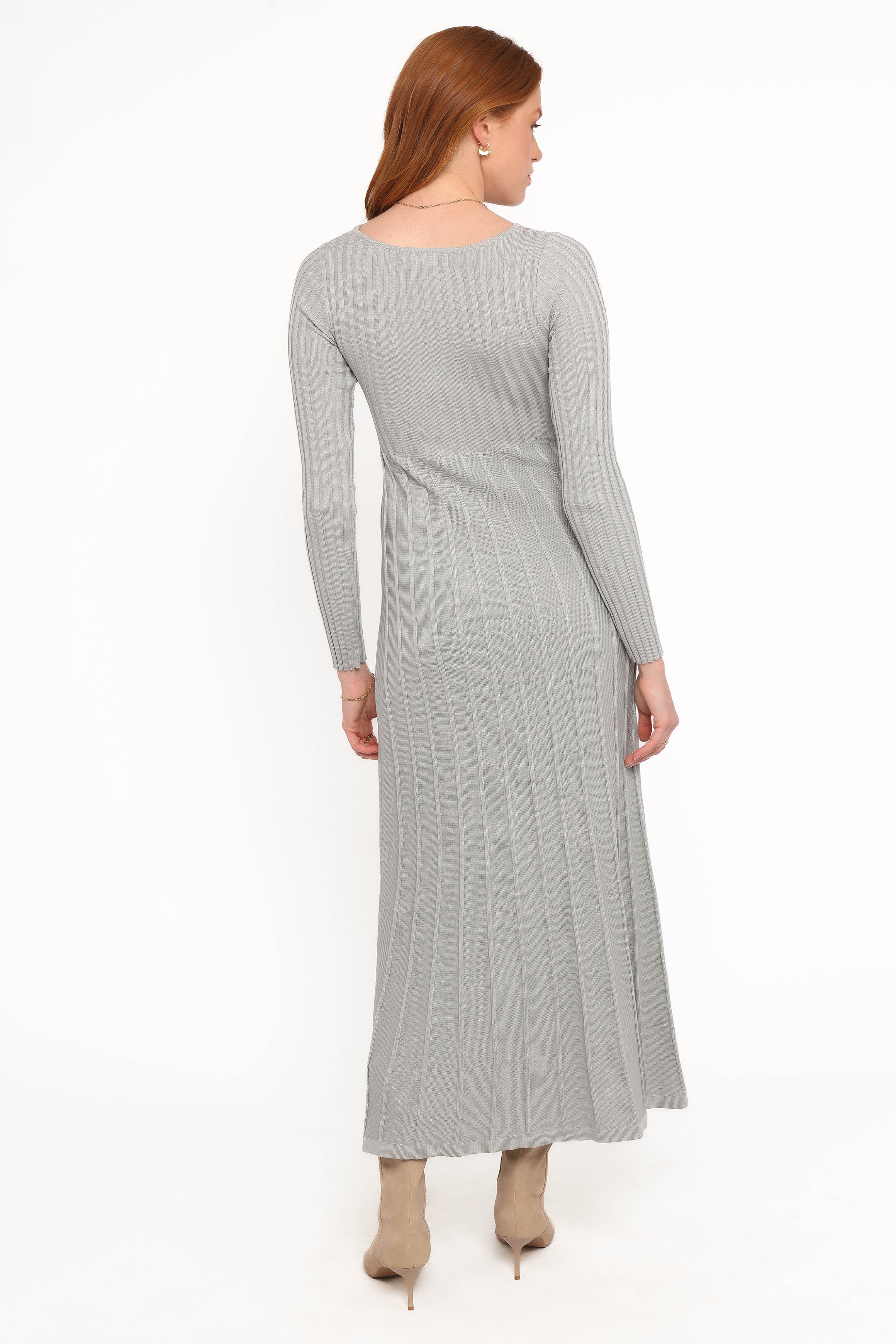 Petal and Pup USA DRESSES Alison Long Sleeve Maxi Dress - Grey