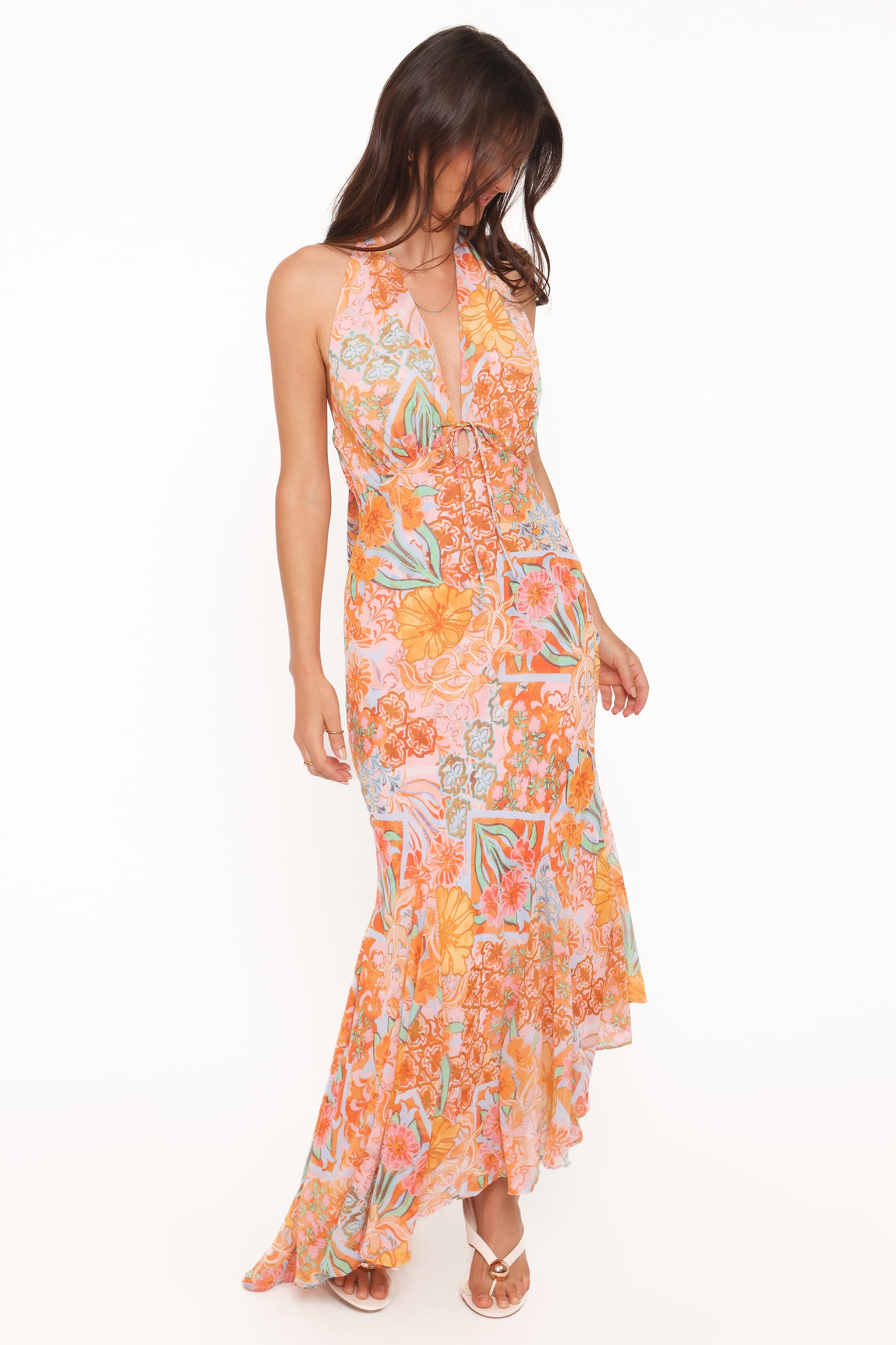 Petal and Pup USA DRESSES Alkira Maxi Dress - Orange Summer Garden