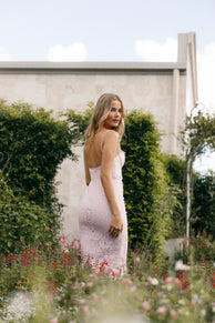 Petal and Pup USA DRESSES Allegra Lace Midi Dress - Pink