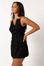 Petal and Pup USA DRESSES Allegra Linen Mini Dress - Black