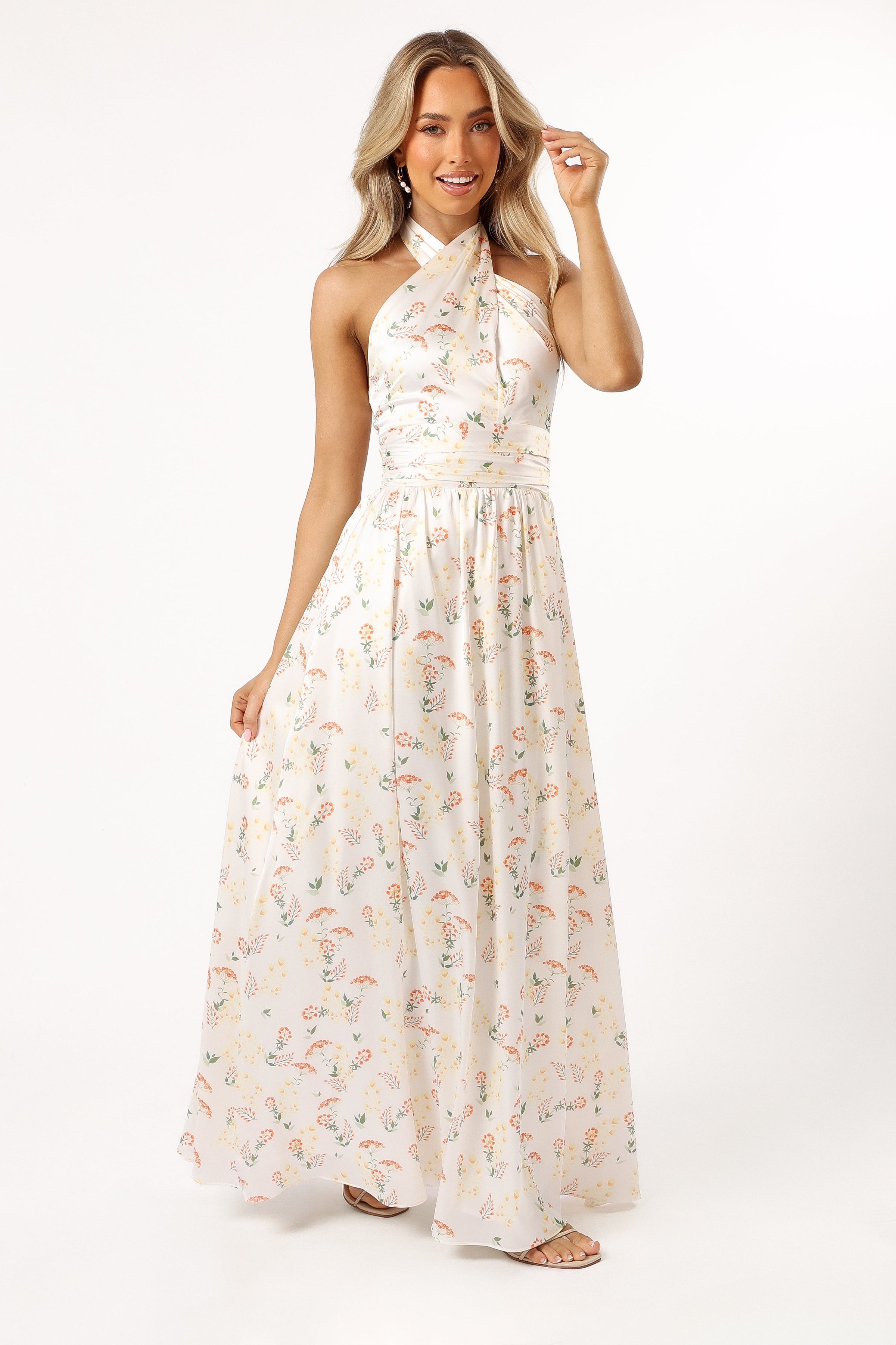 Petal and Pup USA DRESSES Allora Halter Dress - Yellow Floral