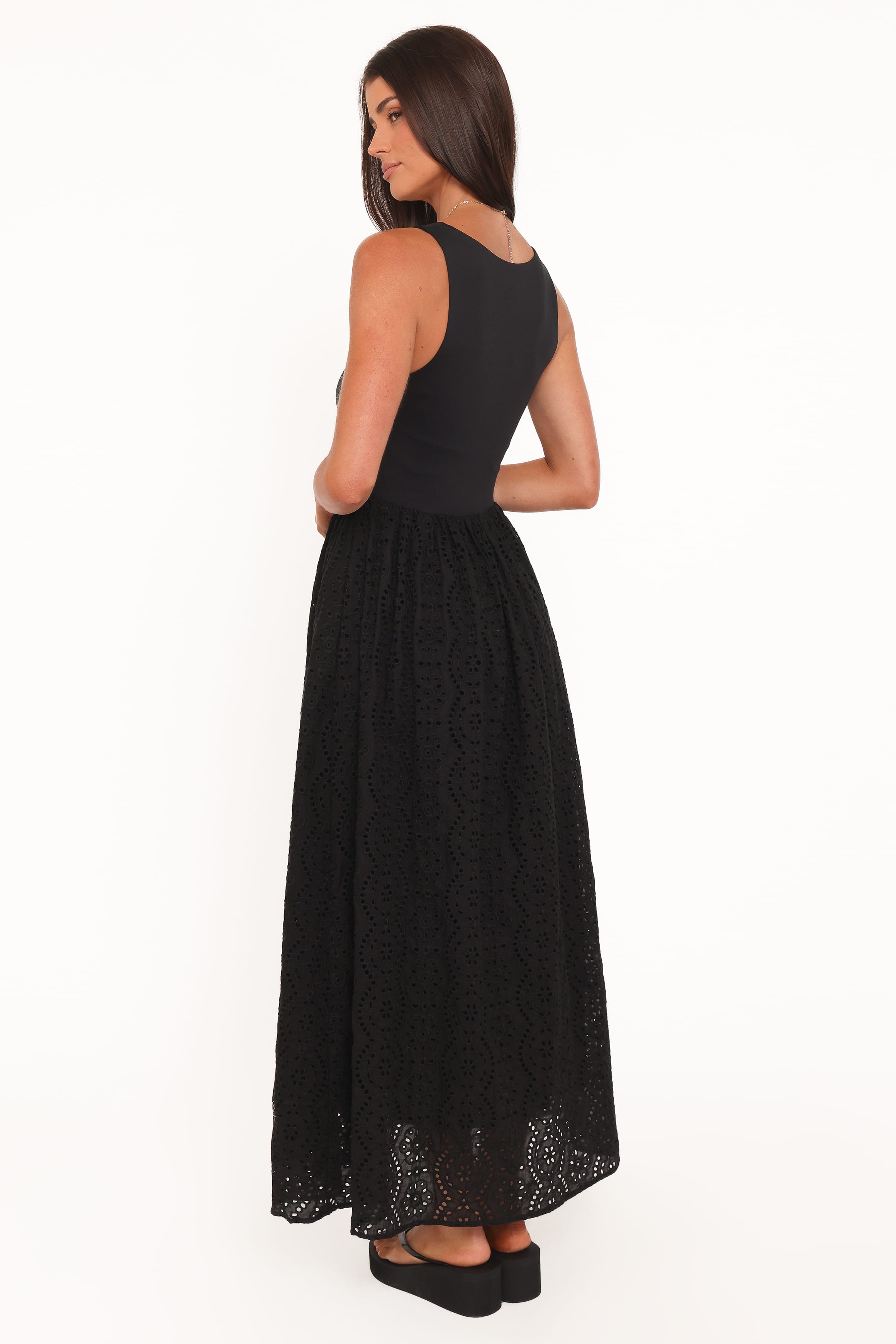Petal and Pup USA DRESSES Alva Midi Dress - Black Broderie