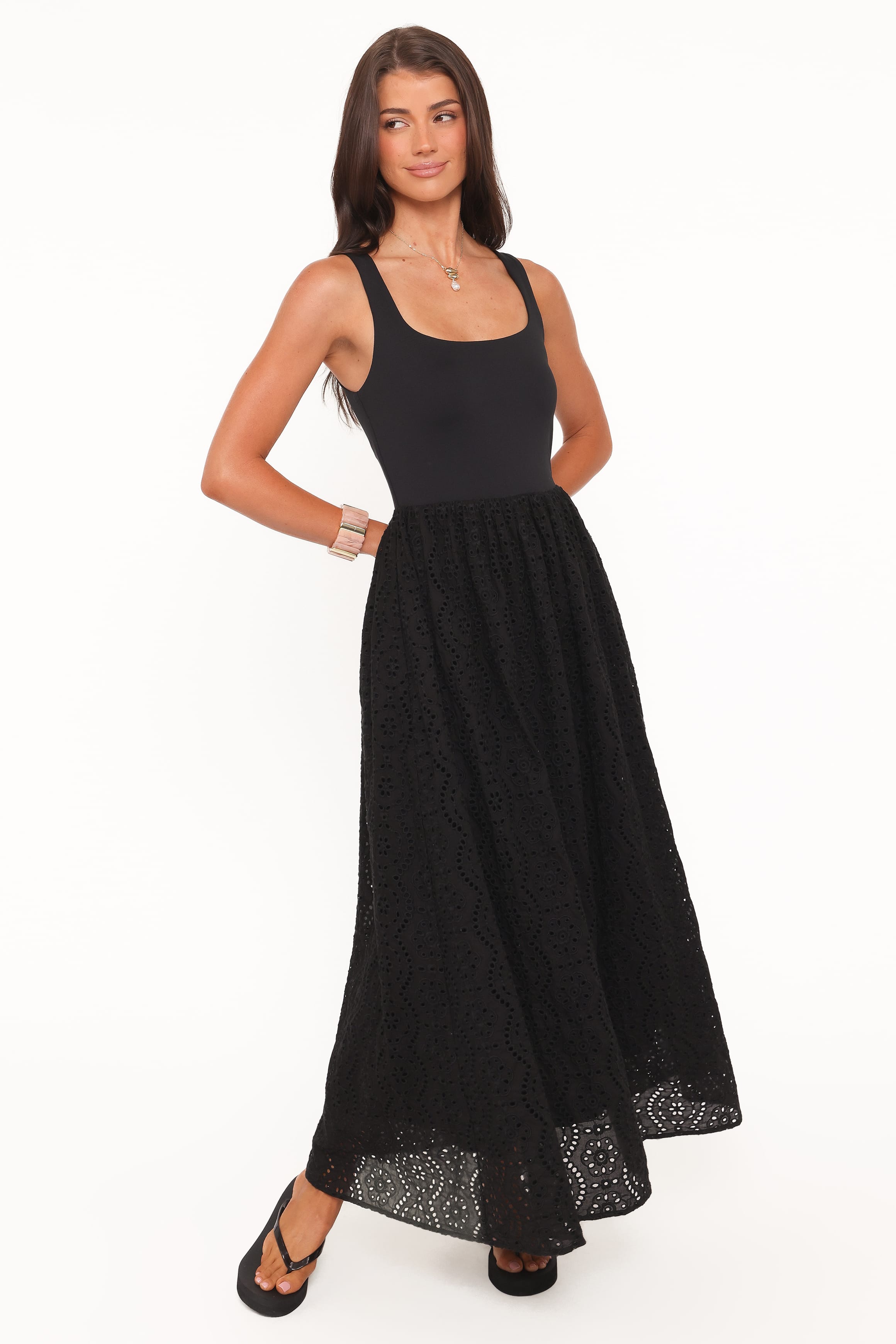 Petal and Pup USA DRESSES Alva Midi Dress - Black Broderie