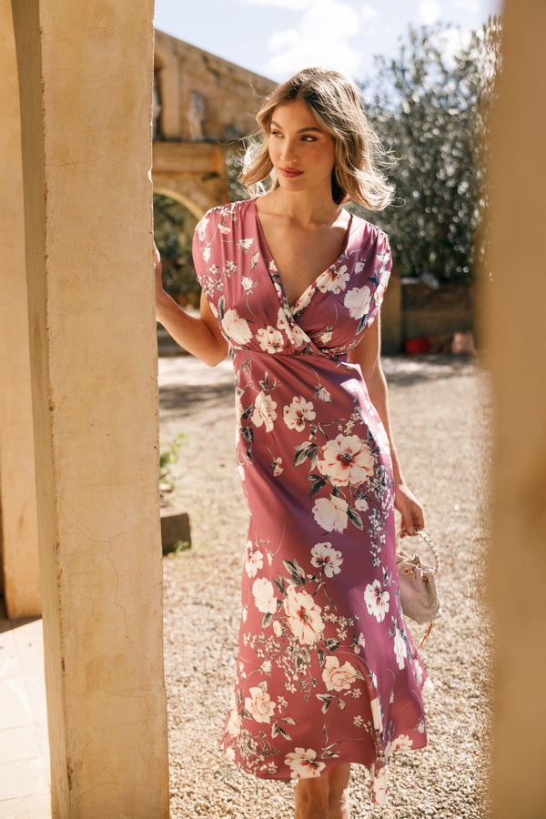 Petal and Pup USA DRESSES Amarlee Maxi Dress - Dark Rose Floral