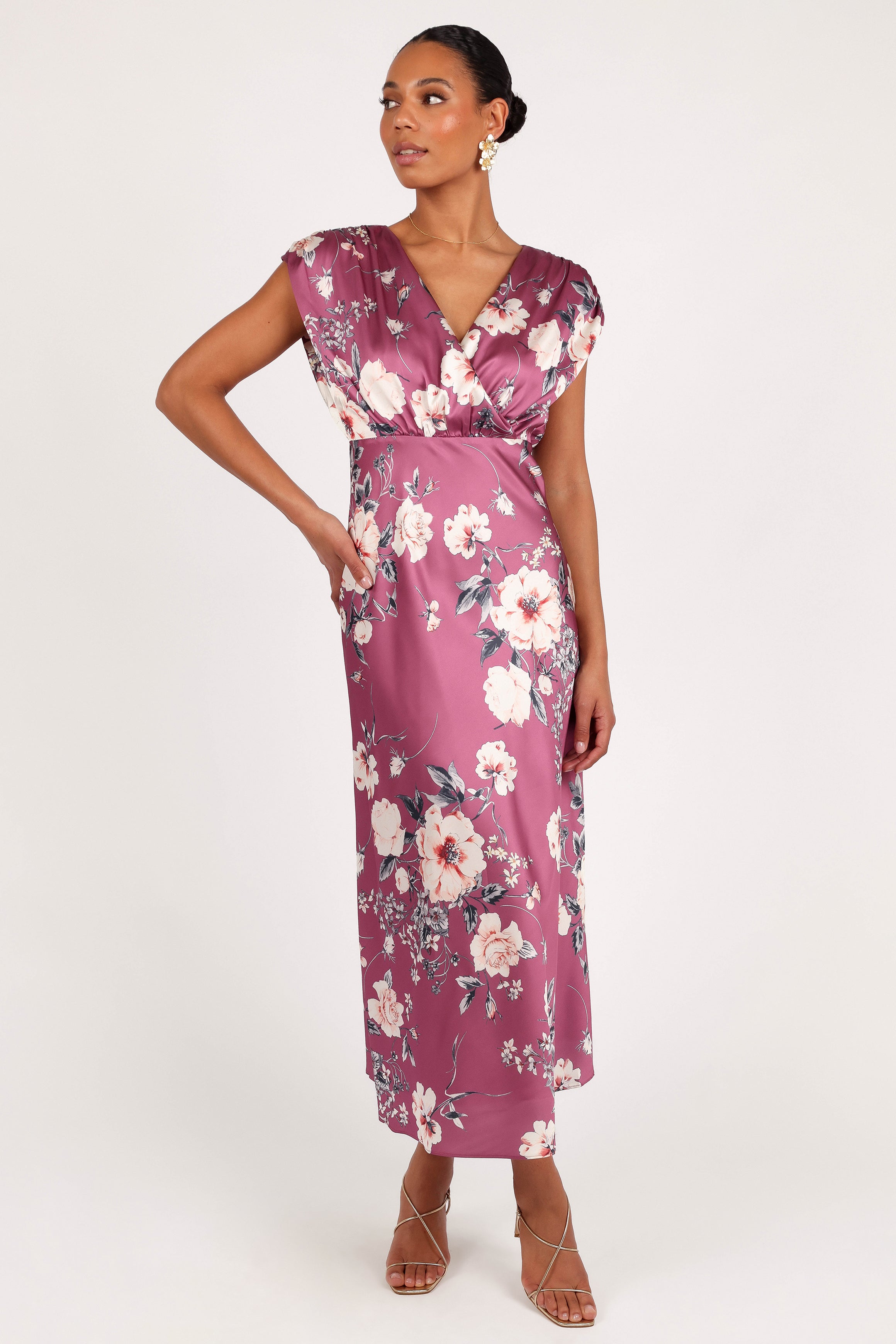 Petal and Pup USA DRESSES Amarlee Maxi Dress - Dark Rose Floral