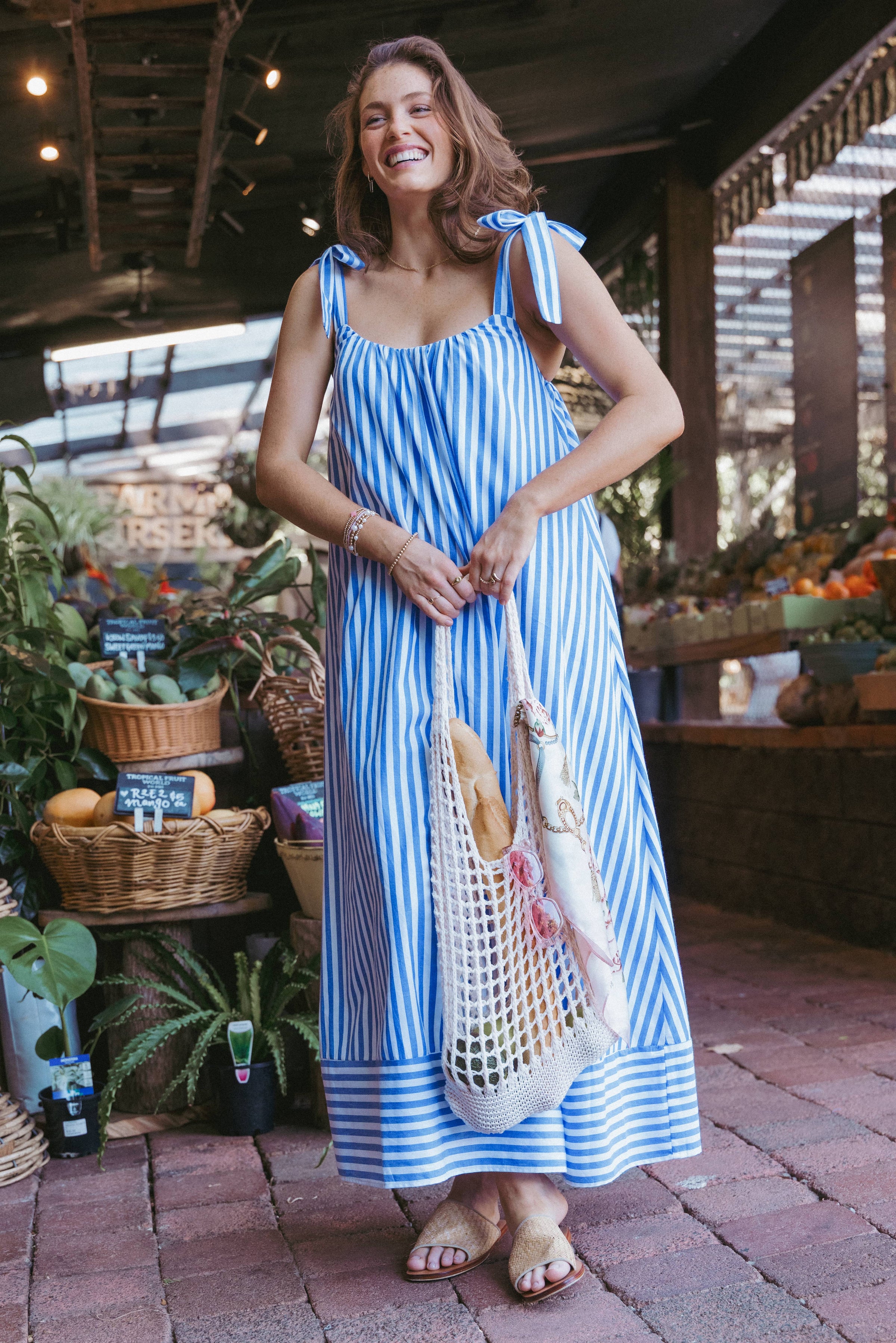 Petal and Pup USA DRESSES Amber Maxi Dress - Navy White Stripe