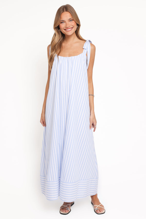 Petal and Pup USA DRESSES Amber Maxi Dress - Pale Blue Stripe