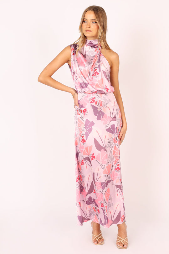 Amelia Halterneck Maxi Dress - Pink Floral - Petal & Pup USA