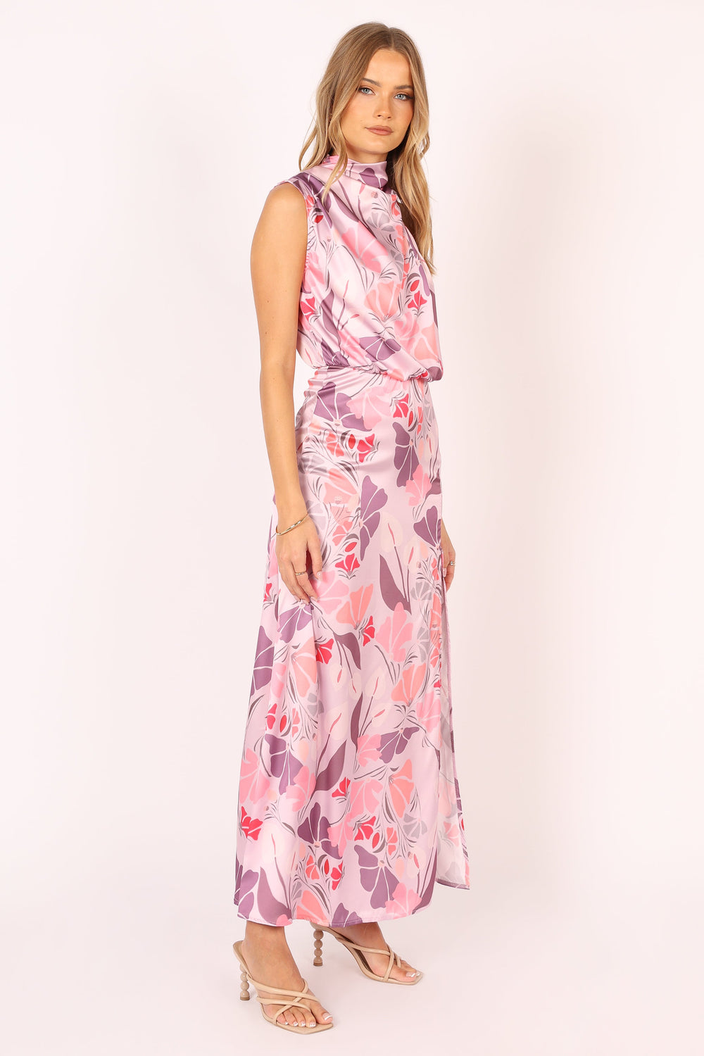 Petal and Pup USA DRESSES Amelia Halterneck Maxi Dress - Pink Floral