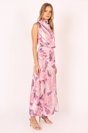 Amelia Halterneck Maxi Dress - Pink Floral - Petal & Pup USA
