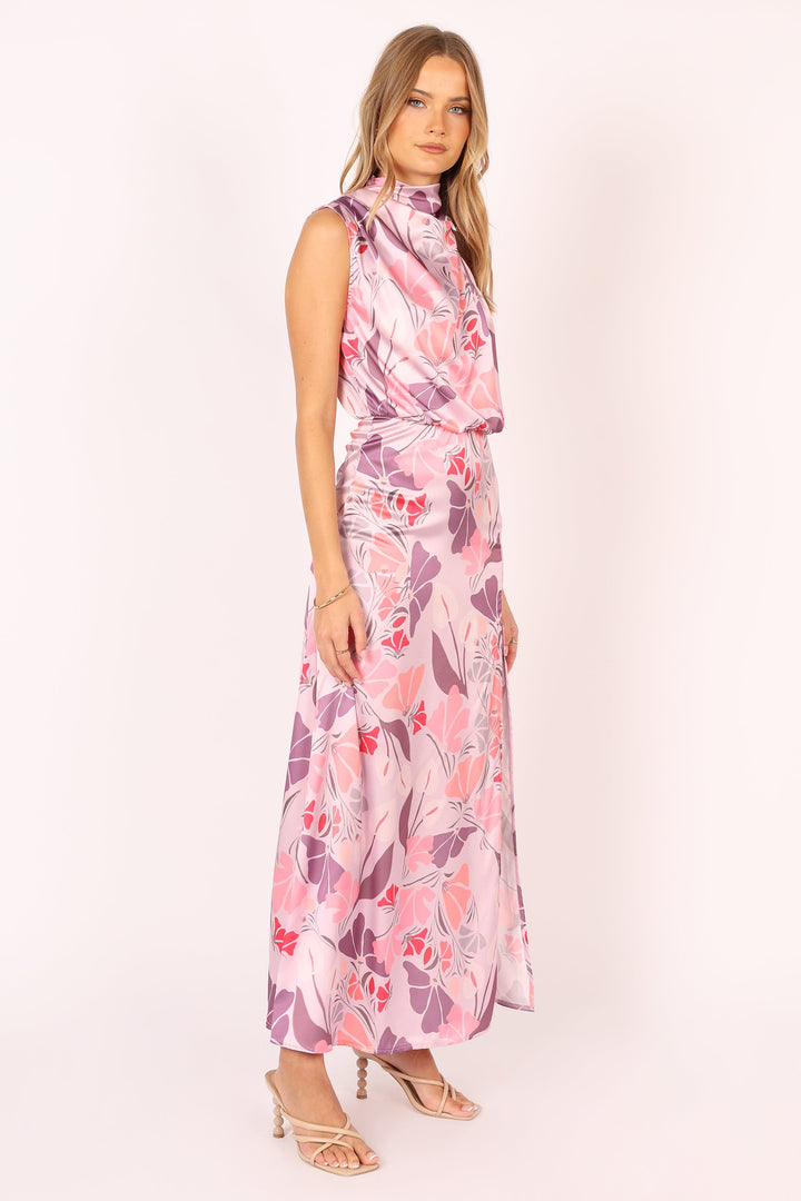 Amelia Halterneck Maxi Dress - Pink Floral - Petal & Pup USA