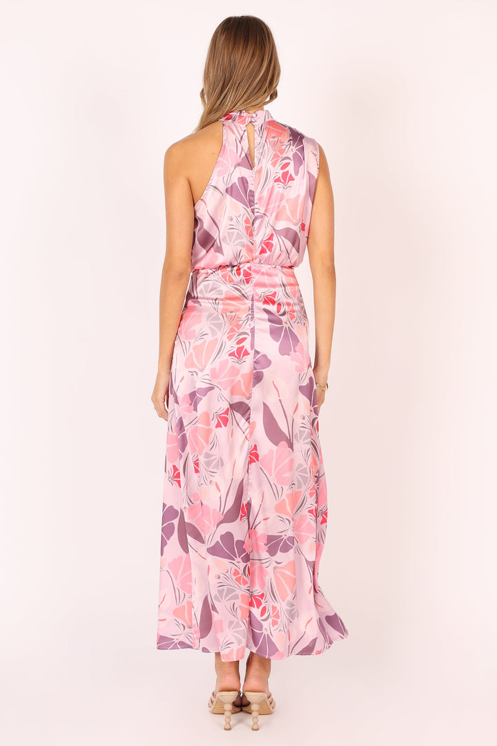 Pink and Purple Halterneck Maxi Dress