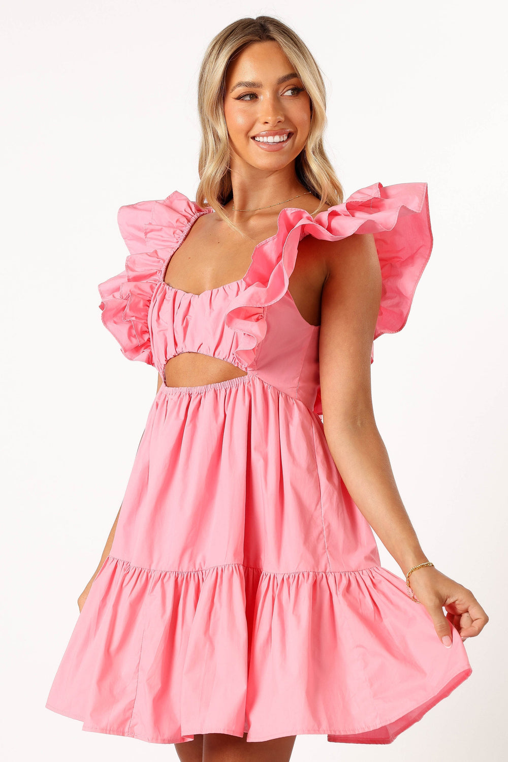 Petal and Pup USA DRESSES Amias Frill Sleeve Mini Dress - Candy Pink