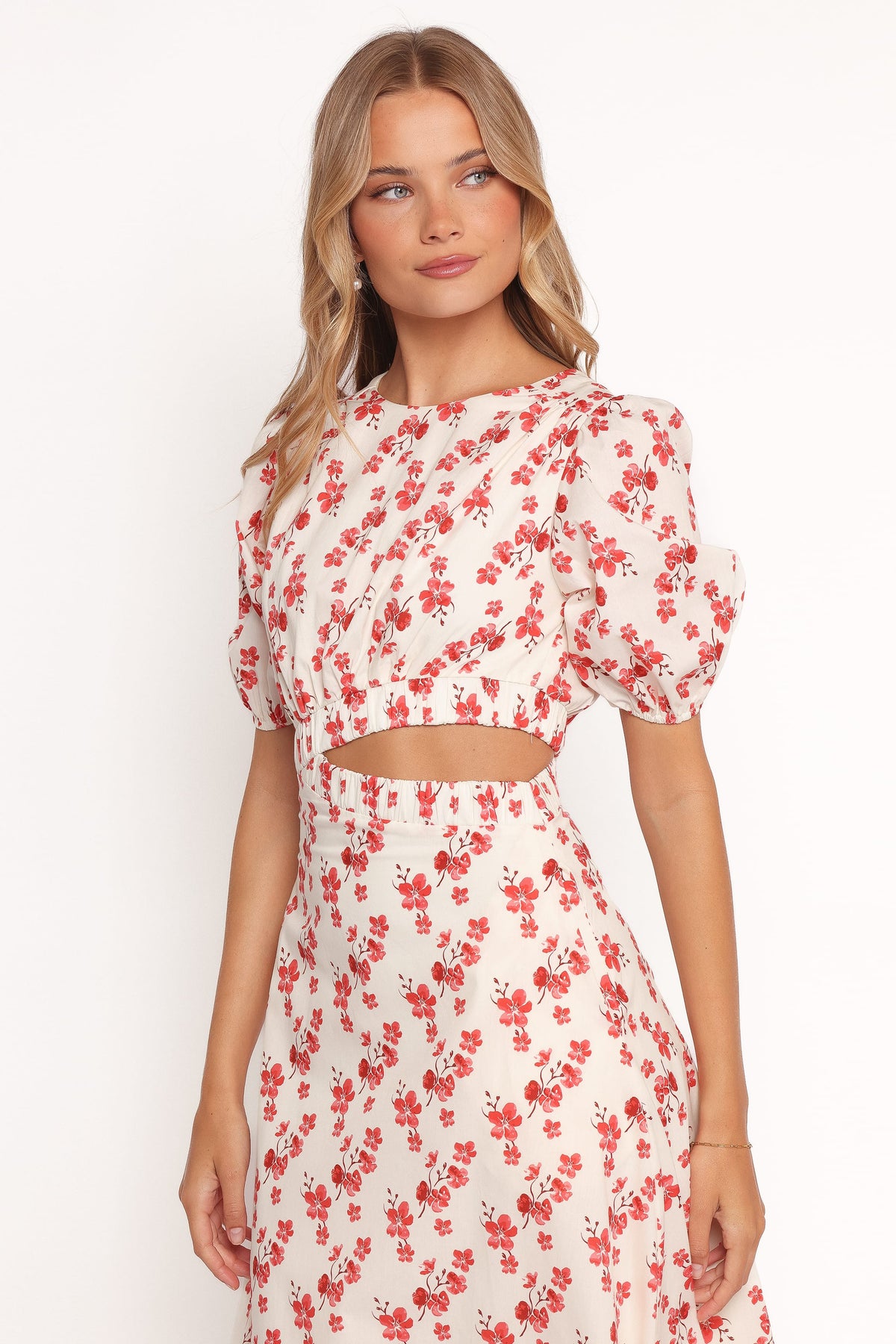Petal and Pup USA DRESSES Aminah Puff Sleeve Dress - Red Floral (Hold for Rack)