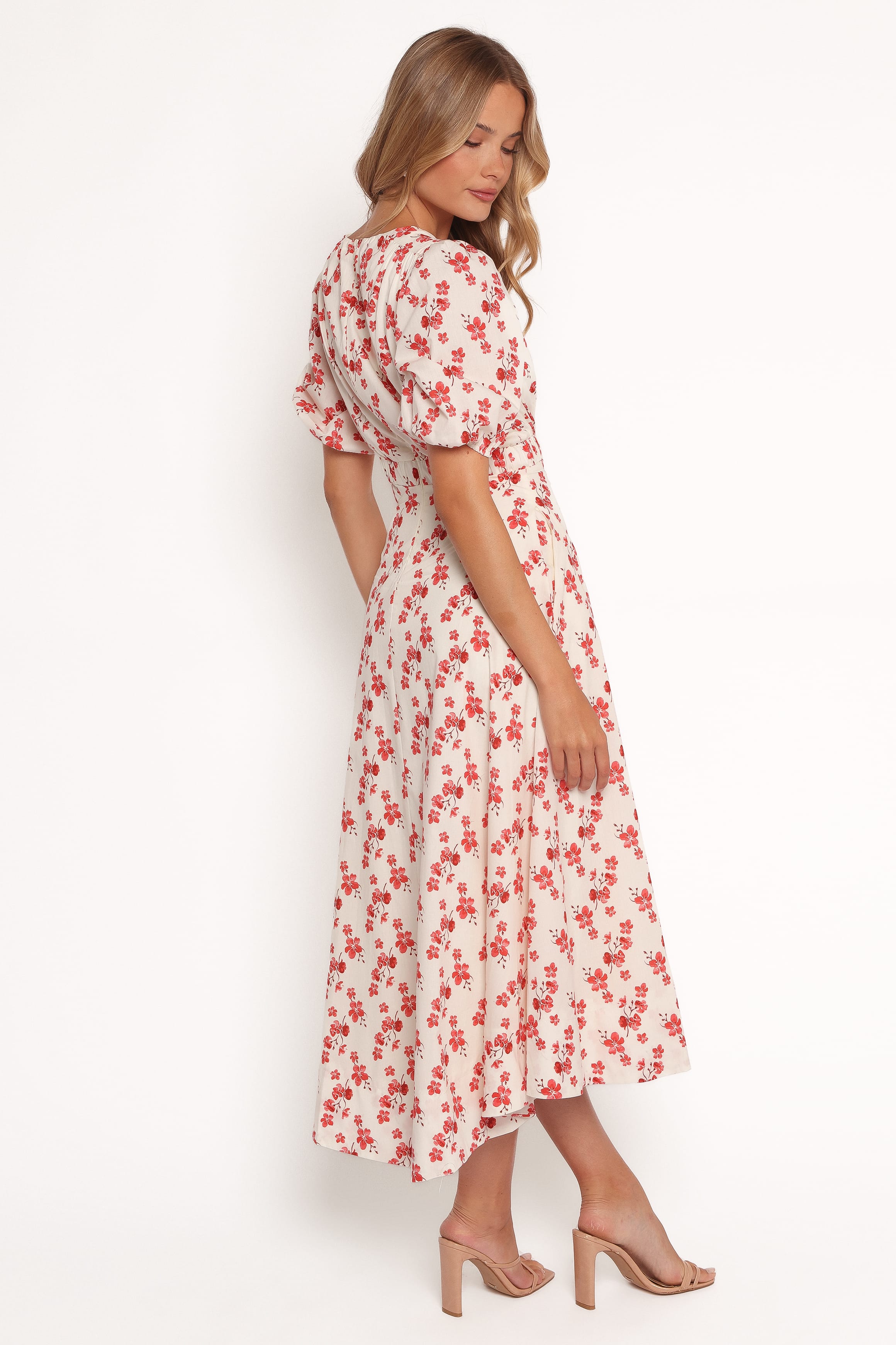 Petal and Pup USA DRESSES Aminah Puff Sleeve Dress - Red Floral (Hold for Rack)