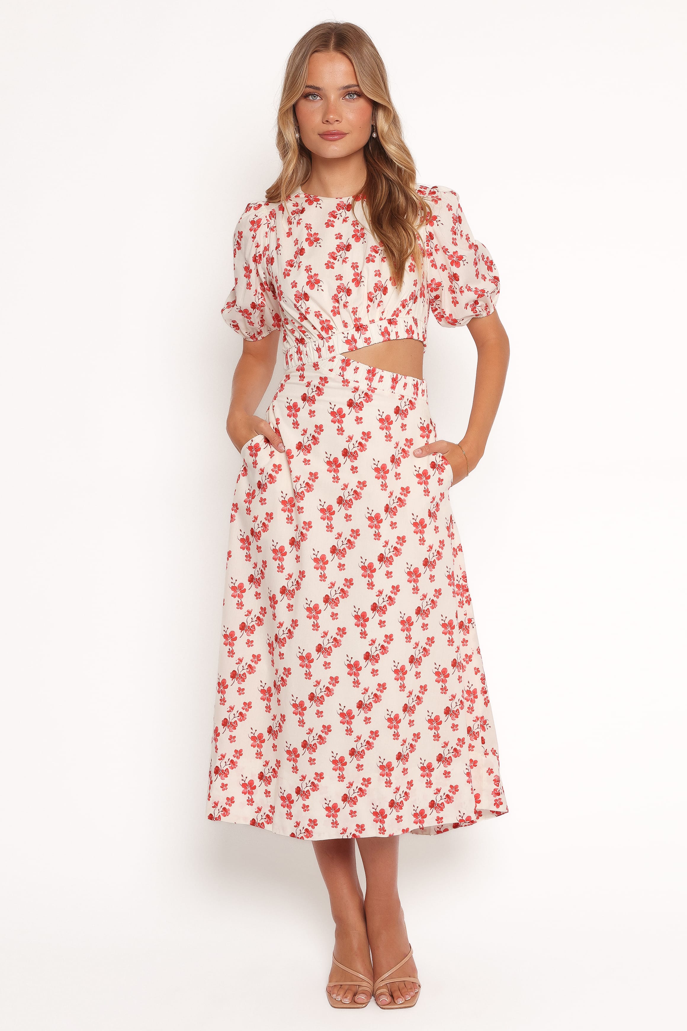 Petal and Pup USA DRESSES Aminah Puff Sleeve Dress - Red Floral (Hold for Rack)