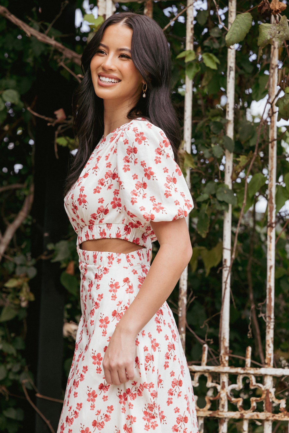Petal and Pup USA DRESSES Aminah Puff Sleeve Dress - Red Floral (Hold for Rack)