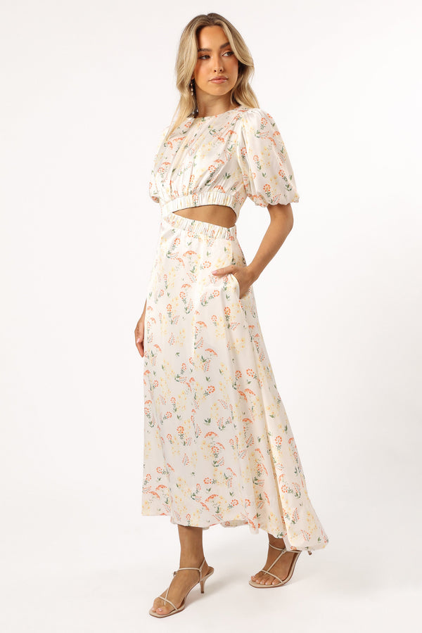 Petal and Pup USA DRESSES Aminah Puff Sleeve Dress - Yellow Floral