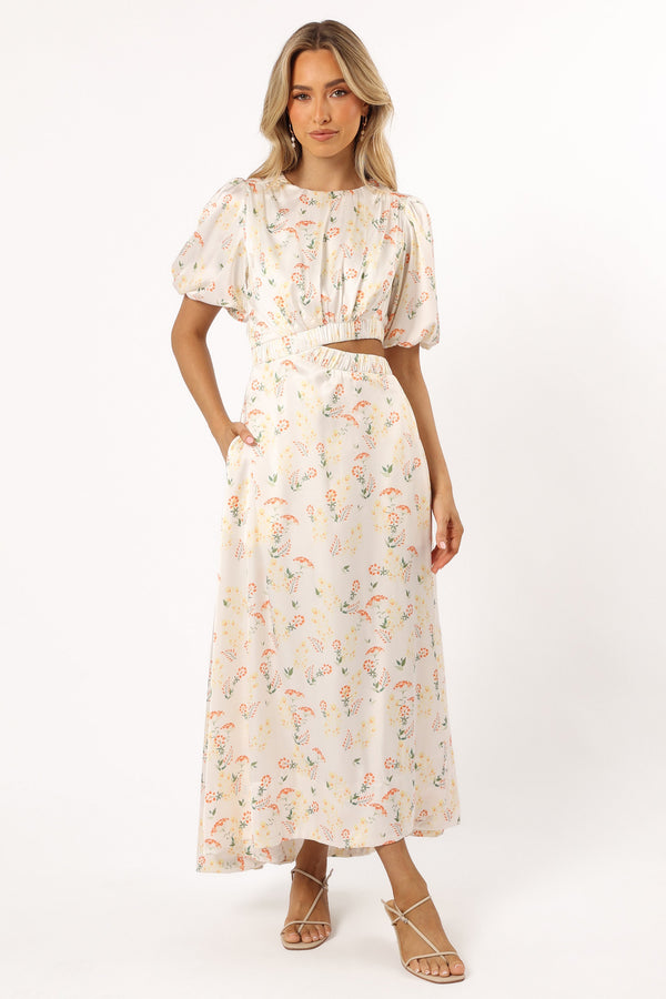 Petal and Pup USA DRESSES Aminah Puff Sleeve Dress - Yellow Floral