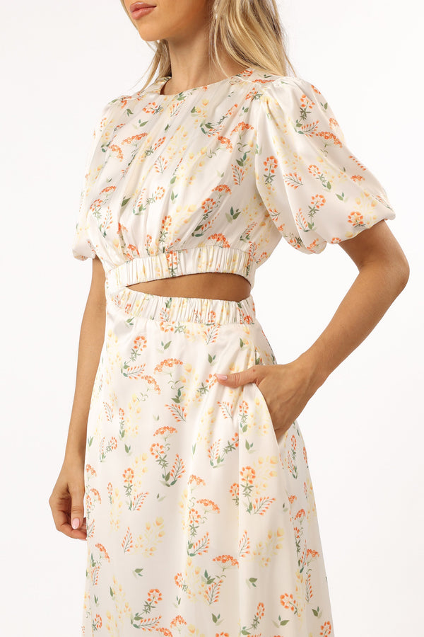 Petal and Pup USA DRESSES Aminah Puff Sleeve Dress - Yellow Floral