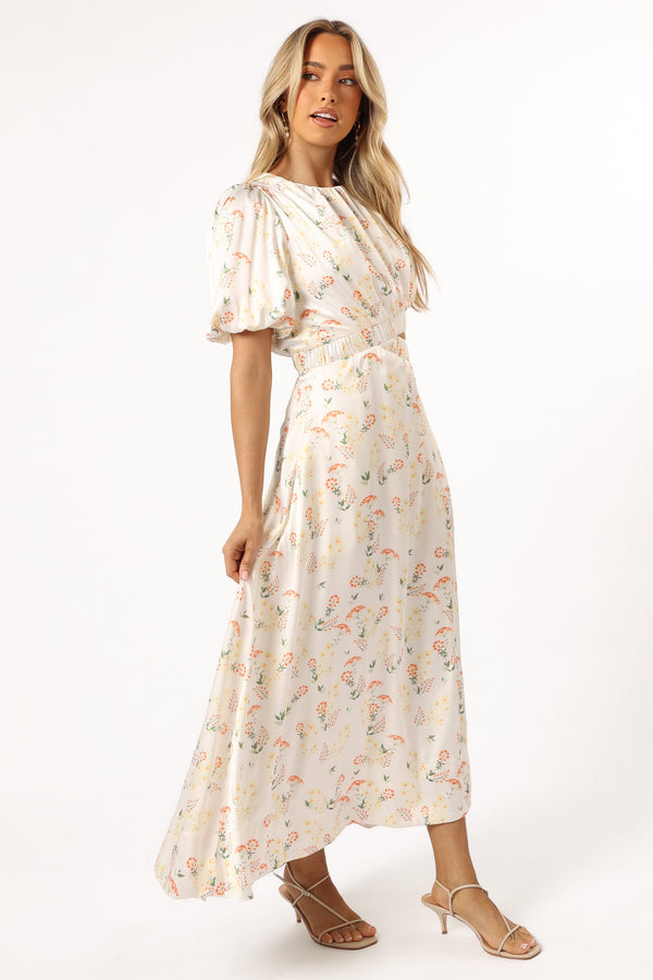 Petal and Pup USA DRESSES Aminah Puff Sleeve Dress - Yellow Floral