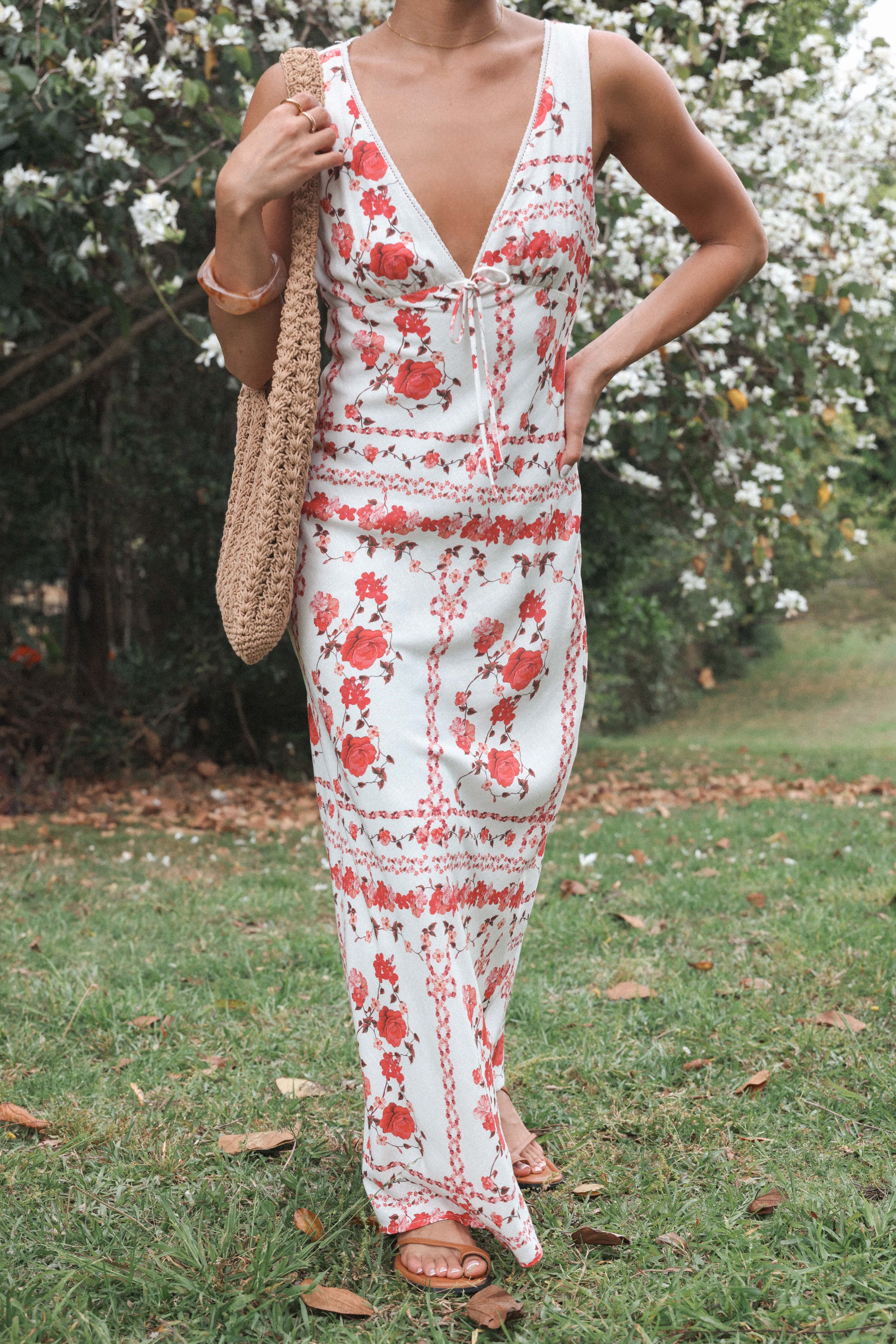 Amore Bias Cut Maxi Dress - Red Rose | Petal & Pup USA