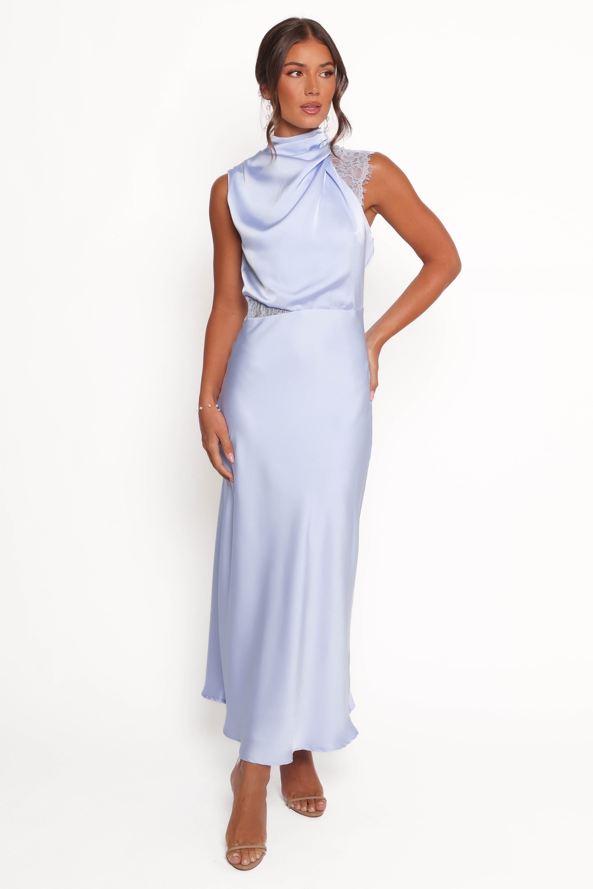 Anabelle Halter Neck Lace Maxi Dress - Baby Blue | Petal & Pup USA Anabelle Halter Neck Lace Maxi Dress - Baby Blue | Petal & Pup USA